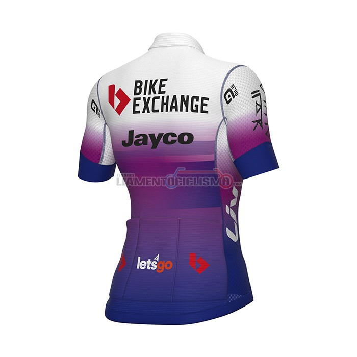 Abbigliamento Ciclismo Donne Bike Exchange Manica Corta 2022 Blu Viola